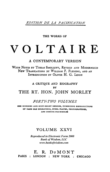 (image for) The Works of Voltaire, Vol. 26 of 42 vols + INDEX volume 43 - Click Image to Close